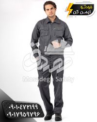 لباس کار مدل پولاد طوسی استخوانی | کاپشن و شلوار کار