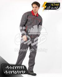 لباسکار مدل ویژن طوسی قرمز | کاپشن و شلوار کار