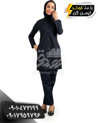 مانتو کار روژان سرمه ای | لباس کار زنانه